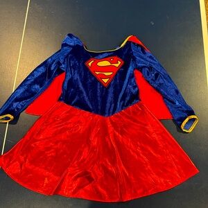 Kids Supergirl Superhero Costume Dress with Cape